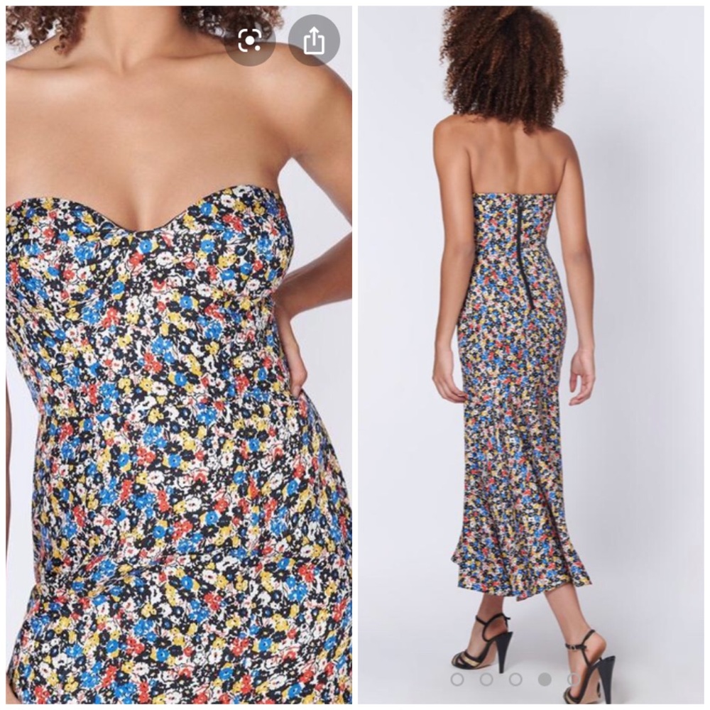 Veronica Beard Annika silk floral strapless dress - Picture 2 of 8
